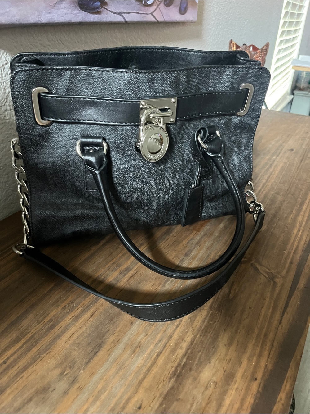 Michael Kors Black Logo Chain-Handle Satchel